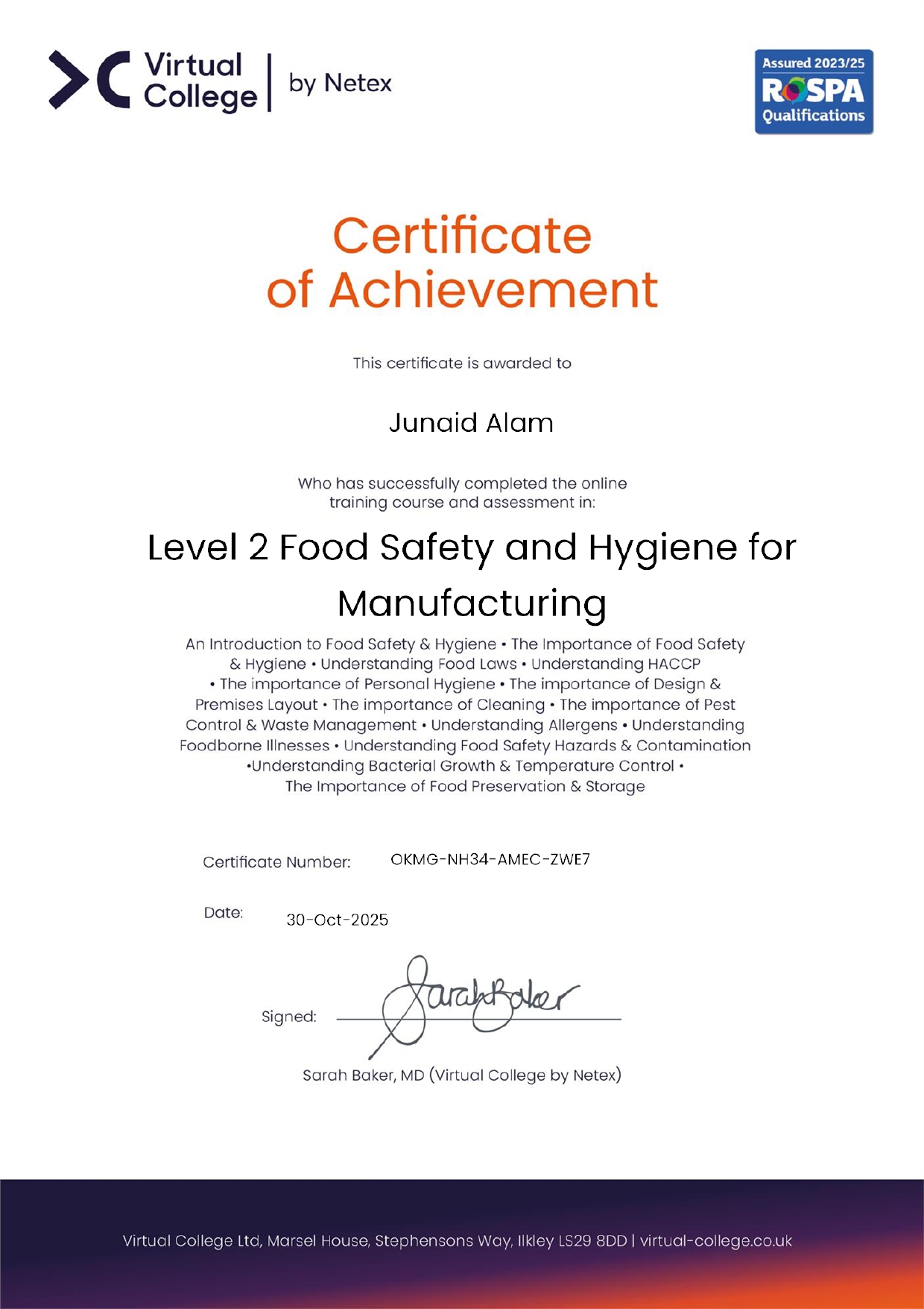 Level 2 Food Safety